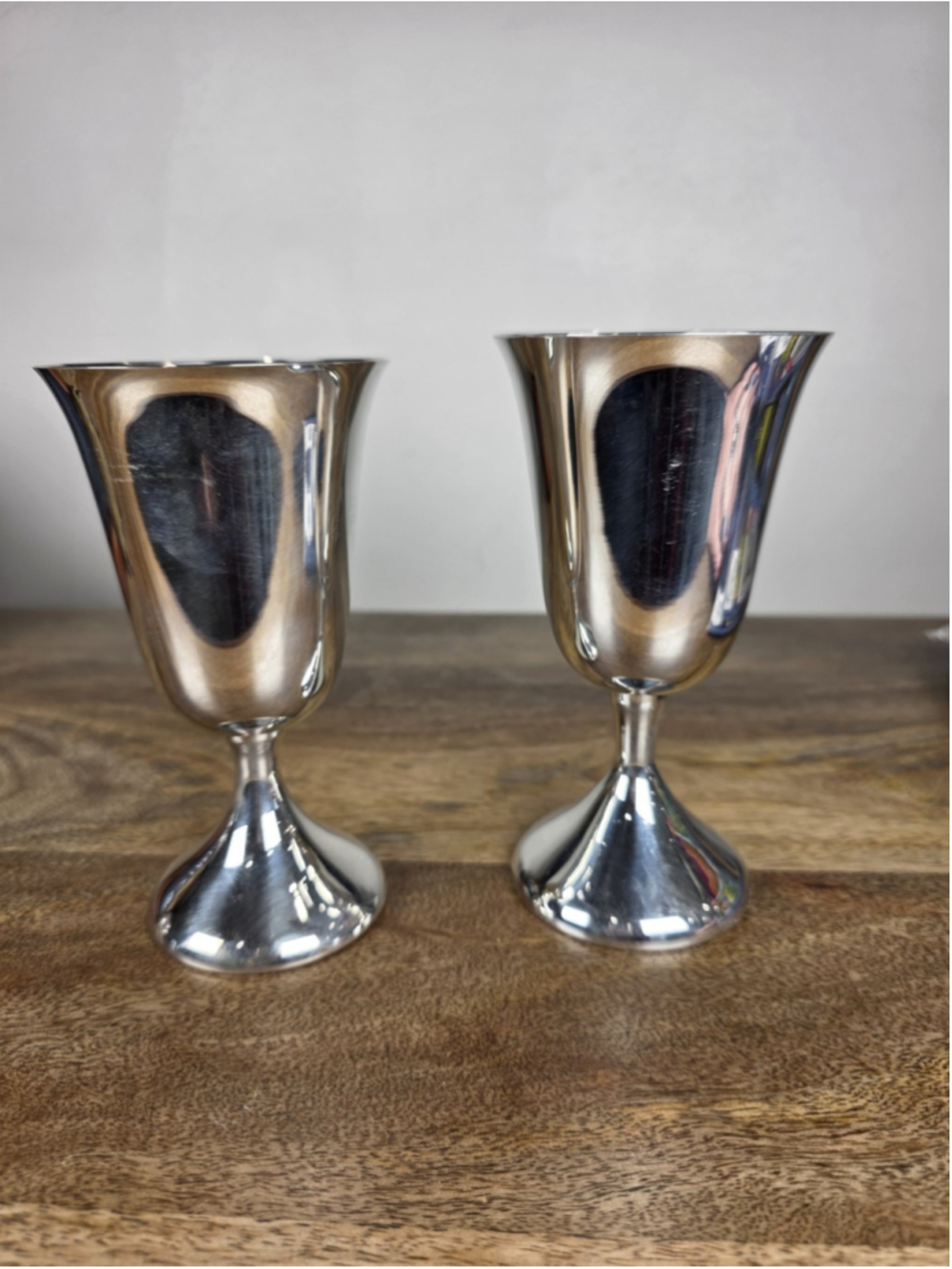 Vintage Towle Silverplated Wine Goblets Pair 6" Pedestal Stem Barware